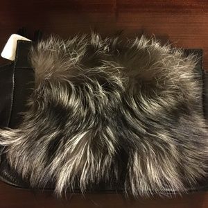 COACH LTD EDIT LEGACY SILVER FOX FUR BLACK Leather